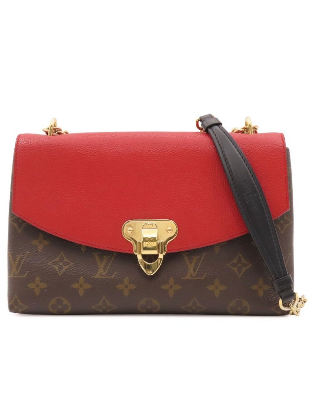 Louis Vuitton Saint Placido Chain Red Brown Monogram Canvas Shoulder Bag